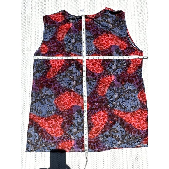 Emily Stacy Top Women Size 3 Extra Large Multicolor Floral Crew Neck Sleeveless - Picture 9 of 9